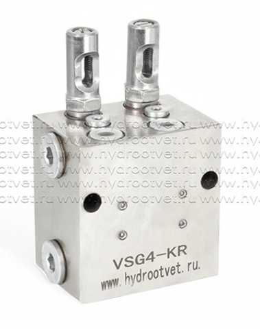 Фото VSG4-KR - Питатель для двухлинейных систем смазки с рабочим давлением 400 бар, количество выходов 4, максимальная доза 2,3 мл/цикл, с регулятором и индикатором