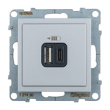 Зарядное устройство с двумя USB-разьемами A-C 240В/5В 3000мА - Legrand SUNO - Алюминий — фото 1