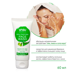 Средство для умывания лица Vasu Face wash Skin purifying Neem, lemon & aloe vera Ним, лимон и алоэ вера 60 мл