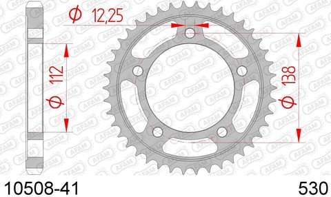 Звезда задняя 10508-41 для HONDA CB 1100, HONDA CBF 1000 (ведомая) стальная, 530, AFAM (JTR302.41)