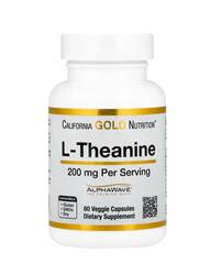 California Gold Nutrition L-теанин, с AlphaWave®, 200 мг, 60 растительных капсул