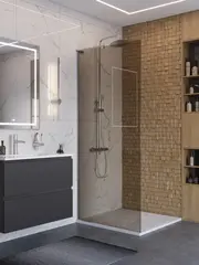 BelBagno UNO-L-1-TB-90-BR-Cr Душевая перегородка универсальная с односторонним входом, стекло бронза, профиль хром, 900x2000 мм фото