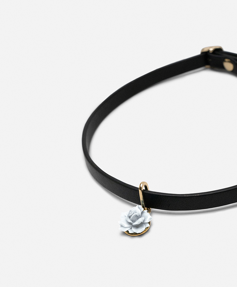 Чокер MINI ROSE LEATHER White