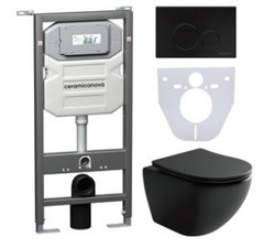 Ceramica Nova CN4002MB_1001B_1000 Комплект: Подвесной унитаз + Шумоизоляционная панель для инсталляции + Система инсталляции для унитазов с кнопкой смыва фото