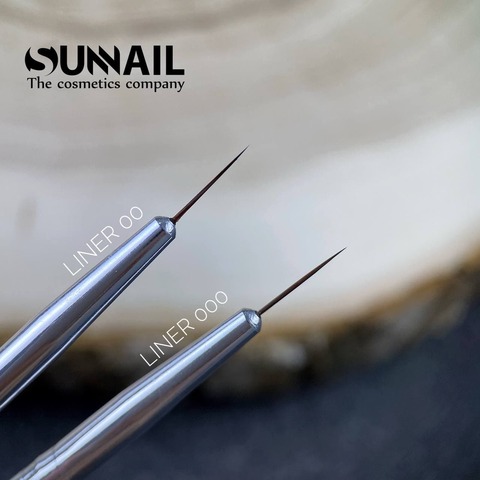 SUNNAIL Кисть черная с колпачком тонкая LINER 00, 11 мм