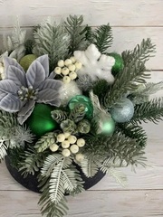 Еловые лапки искусственные, МИНИ, Бело - зеленые, декор зимний, рождественский, 5,5-6 см, набор 30 шт