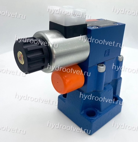 Фото DBW10B2-5X/100CG24N9K4 - Предохранительный клапан Ду10 с давлением настройки до 100 бар, управление - X и Y - внутренние с разгрузкой B = открыт с электроуправлением G24