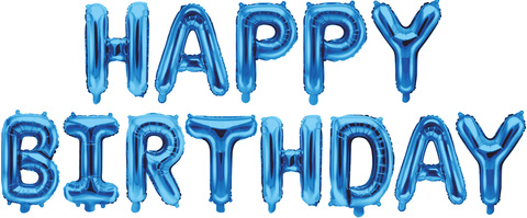 К Надпись, Happy Birthday, Синий, 16
