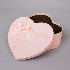 Коробка подарочная Сердце, с бантом, Розовый, 22*20*9 см