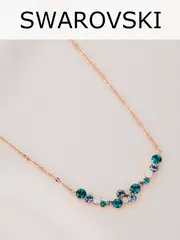 Тонкое колье Млечный путь с зелеными кристаллами Swarovski