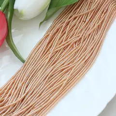Бусины стеклянные, персиковые, цилиндр, 2 мм, К088