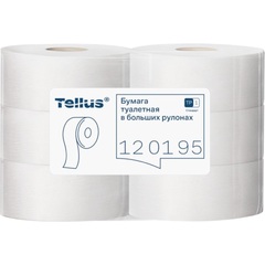 Бумага туалетная рулонная Tellus Universal T1 1-слойная белая 6 рулонов по 525 метров (120195)