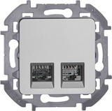 Розетка компьютерная двойная RJ45 категория 5e UTP - Legrand Inspiria - алюминий — фото 1