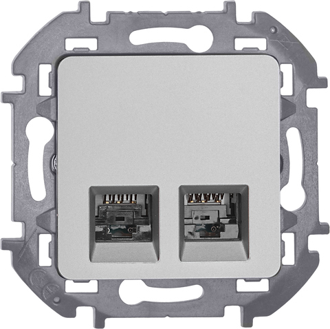 Розетка компьютерная двойная RJ45 категория 5e UTP - Legrand Inspiria - алюминий