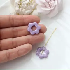 Подвеска Цветок из полимерной глины, сиреневый с перламутром, 20 мм, Ф016