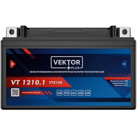 АКБ VEKTOR VT 1210.1 EBZ10-4 YTZ10S, YTX7A-BS, YTX7A (150 x 88 x 93) 8,6Ач (CT1210.1)