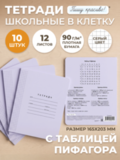 Набор тетрадей в клетку (таблица Пифагора), 12 л, лаванда обложка, 10 шт