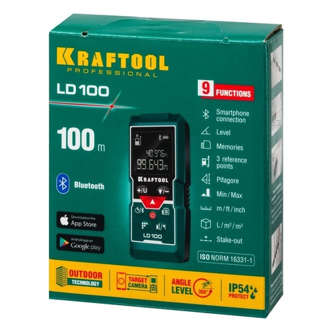 KRAFTOOL LD-100, 5 см - 100 м, лазерный дальномер (34765)