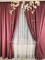 Комплект штор BlessLight Портьеры Канвас 280х100 1 шт. Брусничный