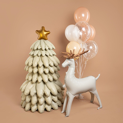 Шар К Фигура 3D, Новогодняя елка, Сатин, Кремовый, 51''/130 см, 1 шт.