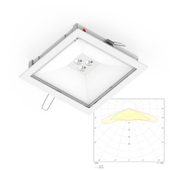 Квадратный аварийный светильник, встраиваемый в потолок Moncato OT621 SOL IP65 FRAME