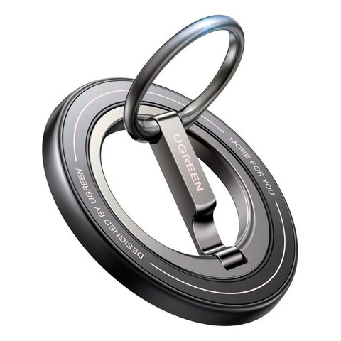 Магнитное кольцо-подставка для телефона UGREEN LP945 (65819) Magnetic Phone Ring Holder&Stand,  серо-черный