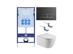 Aquatek SET Aquatek БЕТТА-065 4в1 SET Aquatek БЕТТА-065 4в1 (рама Aquatek Standard INS-0000012+ кркпеж KKI-0000002+клавиша KDI-0000065+унитаз БЕТТА AQ1253W-00 с тонким сиденьем sc) фото