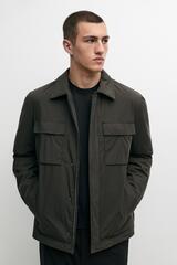 Massimo Dutti Куртка из технической ткани с детальной отделкой карманов, серо-зеленый