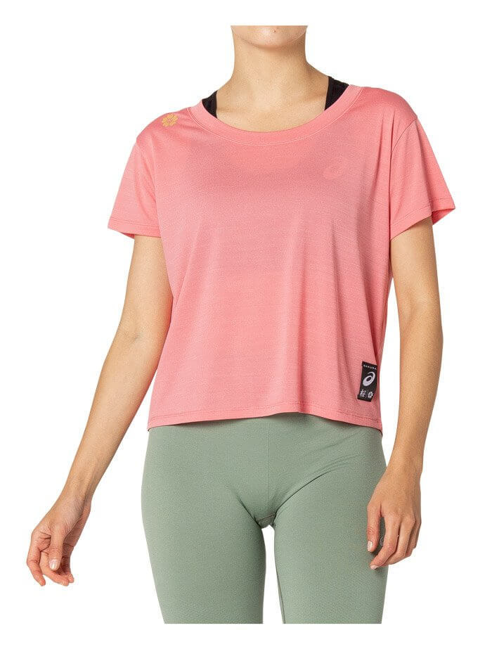 Asics Sakura Ss Crop Top футболка для бега женская розовая - 4