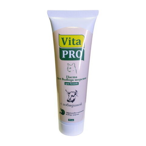 Vita Pro зубная паста для вывода шерсти для кошек с говядиной 75 мл
