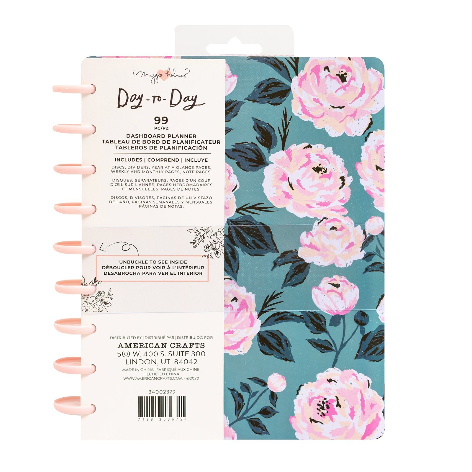 Планер на дисках, не датирован. Maggie Holmes Day-To-Day Undated Dashboard Planner 19х24 см-Blue & Pink Rose