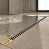 Berges Super Slim 092055 Желоб водосток напольный 1000 нержавеющая сталь, золото глянец, S-сифон D50/110 вертикальный