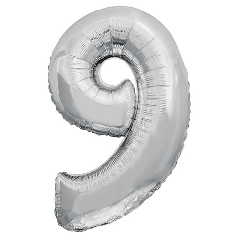 Шар К 34''/86 см, Цифра ЭКО, Серебро, 