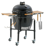 Гриль керамический Monolith Grill ONE.66 (LeChef), черный на колесиках и с боковыми столиками