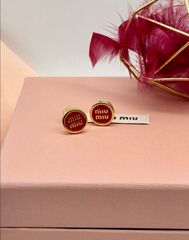 Серьги-пусеты MIUMIU круглые с эмалью