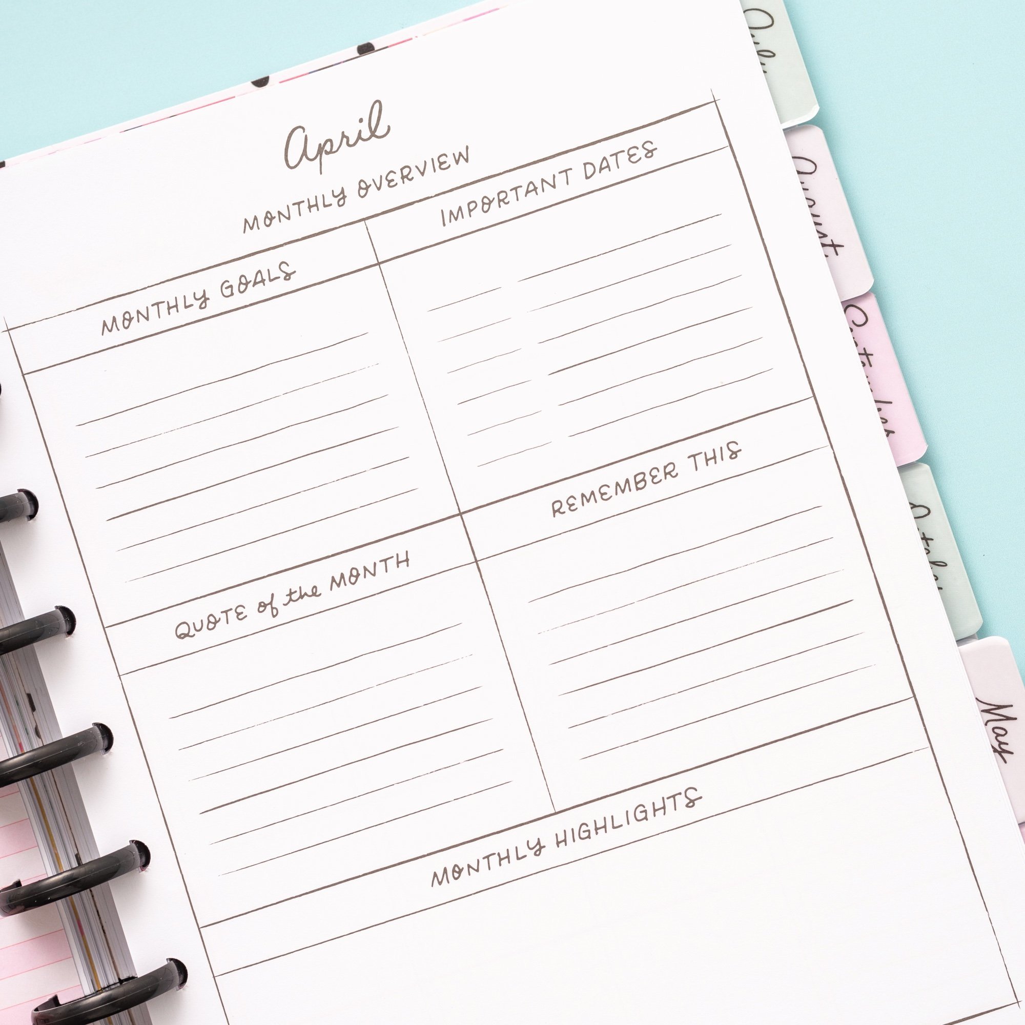 Планер на дисках, не датирован. Maggie Holmes Day-To-Day Undated Dashboard Planner 19х24 см-Blue & Pink Rose