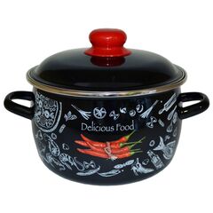 Кастрюля сталь, эмал, 5.5 л, с крыш, крышка сталь, Appetite, Chilli, 1RC221M/1МС221М, индукц