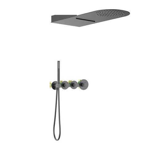 Timo Saona SX-2350/18SM Душевая система встраиваемая с термостатом, цвет: чёрное золото