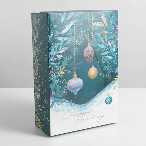 Коробка сборная одиночная Прямоугольник, Сказочного Нового года, 30*20*9 см