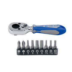 KING TONY (1001MR) Набор вставок (бит) с трещоткой 1/4", TORX, HEX, Phillips, 10 предметов