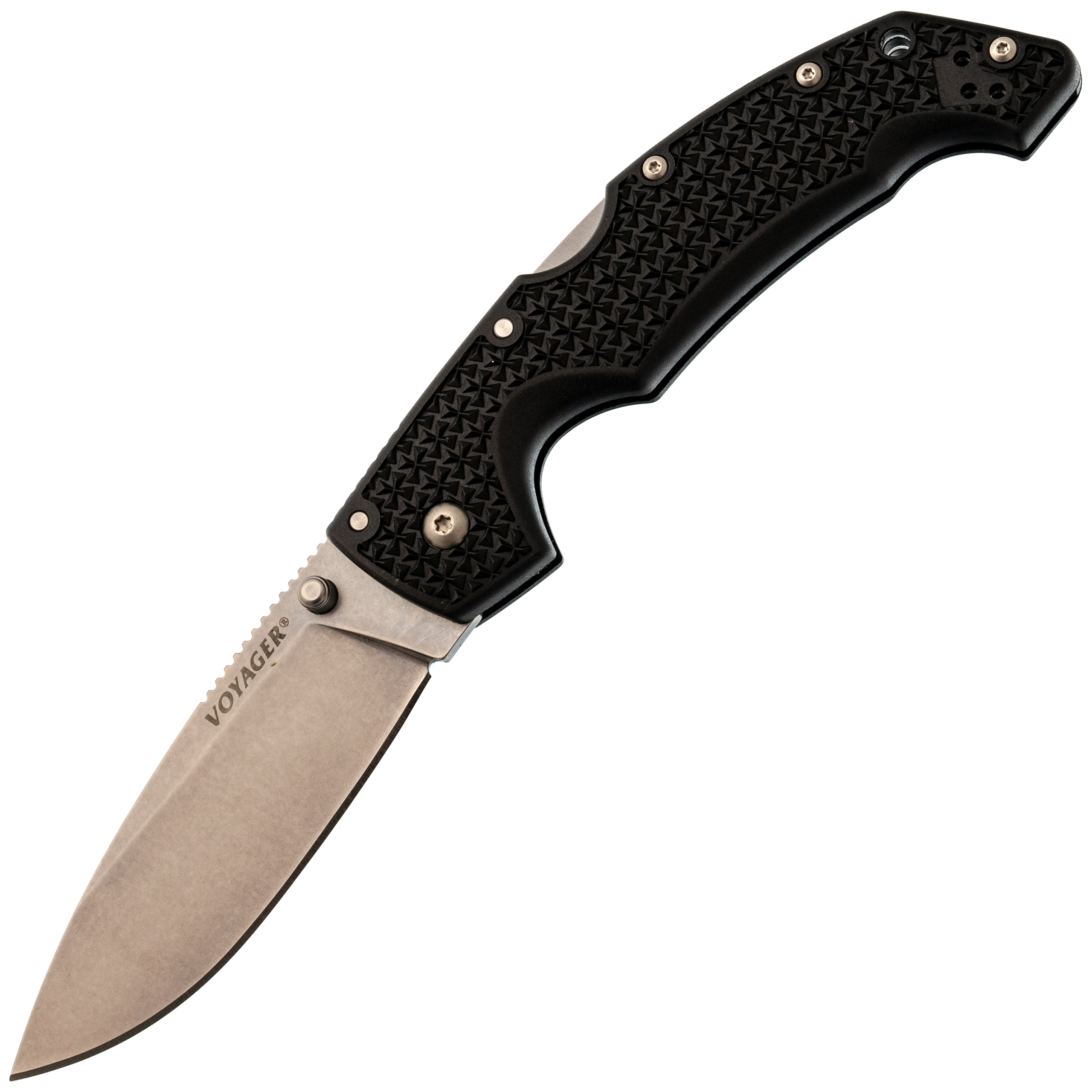 Нож складной Cold Steel Voyager Large Drop Plain Edge, сталь Aus-10A, рукоять Griv-Ex, черный