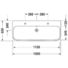 Duravit Happy D.2 2318120024 Раковина для мебели с перел., с 2 отв. под смес., вкл. заглушку для перелива, хром, 1200x505мм, цвет: Белый