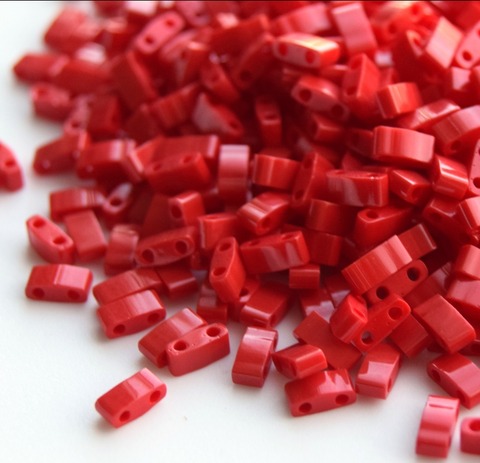 HTL-0408 Бисер Миюки Половинка Тилы Красный непрозрачный /Miyuki Half Tila Opaque Red