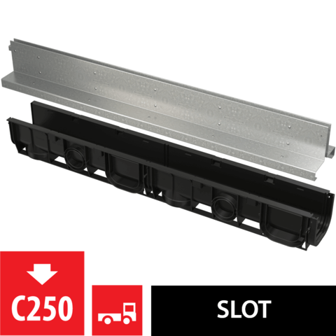 Alcaplast AVZ101-R123 Щелевой дренажный канал симметричный 100 мм из оцинкованной стали