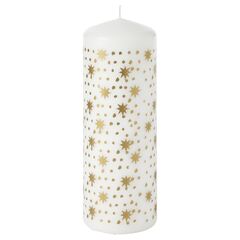 Свеча IKEA VINTERFINT (ВИНТЕРФИНТ), Бело-золотой, 70 часов, 19 см