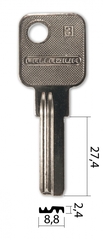 Заготовка вертикального ключа 10331 Palladium 3 PAL3  ZJ-016 2паза (27,2*8,7*2,4) Китай