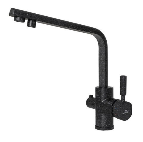Смеситель KAISER Decor 40144-12 черный мрамор для кухни под фильтр (Black&White 308)