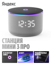 Умная колонка Яндекс Станция Мини 3 Про - серая