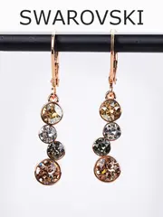 Серьги-подвески Эльза с кристаллами Swarovski шампань