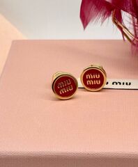 Серьги-пусеты MIUMIU круглые с эмалью